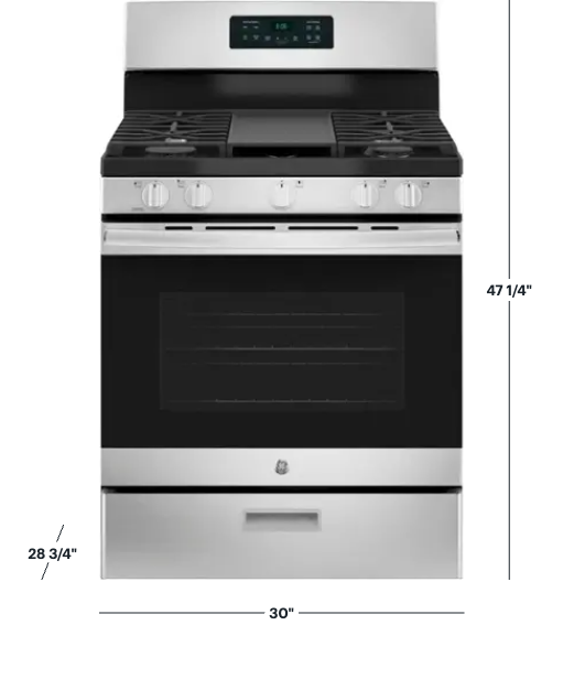GE - 5.0 Cu. Ft. Freestanding Gas Range - Stainless steel