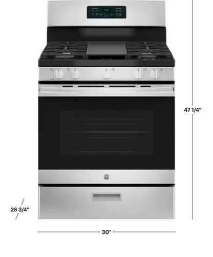 GE - 5.0 Cu. Ft. Freestanding Gas Range - Stainless steel