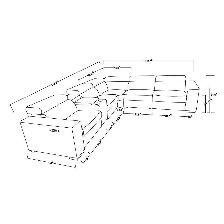 Picasso Reclining Sectional 7-Piece (Light Blue)