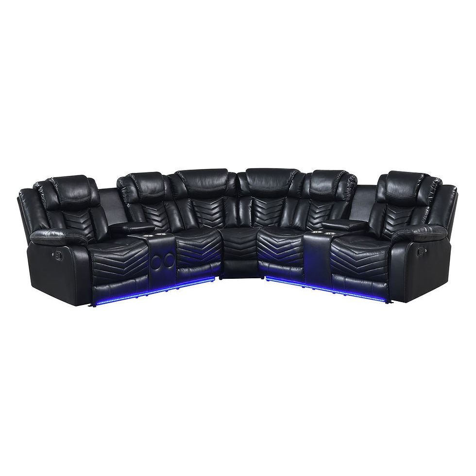 Lucky Charm Sec (Black) Reclining Sectional