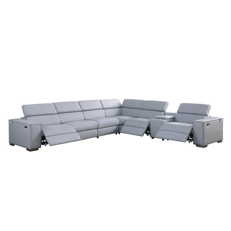 Picasso Reclining Sectional 7-Piece (Light Blue)
