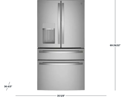 GE Profile - 27.9 Cu. Ft. 4-Door French Door Smart Refrigerator with Hands-Free AutoFill - Stainless Steel