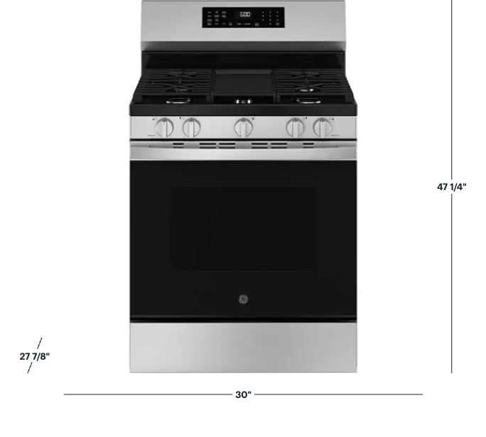 GE - 5.3 Cu. Ft. Freestanding Gas Convection Range with Steam Cleaning and EasyWash Oven Tray - Stainless Steel