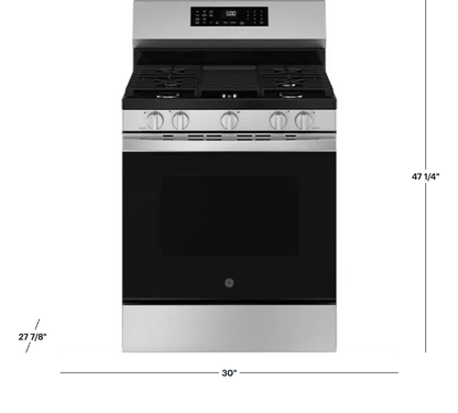 GE - 5.3 Cu. Ft. Freestanding Gas Convection Range with Steam Cleaning and EasyWash Oven Tray - Stainless Steel