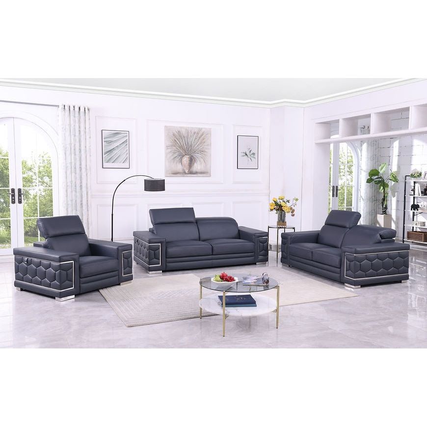 Favo Reclining Living Room Set (Dark Navy)