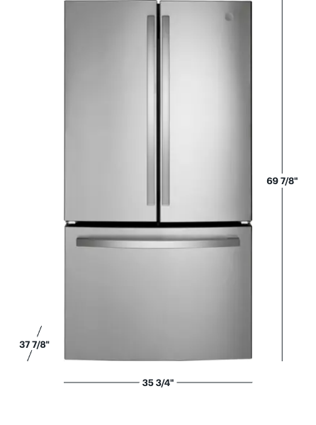 GE - 27.0 Cu. Ft. French Door Refrigerator with Internal Water Dispenser - Stainless Steel