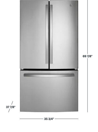 GE - 27.0 Cu. Ft. French Door Refrigerator with Internal Water Dispenser - Stainless Steel