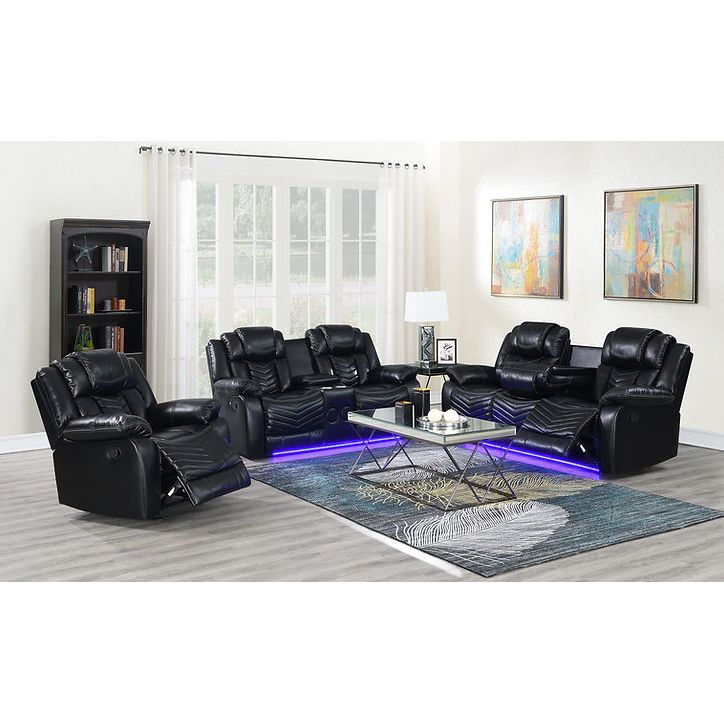 Lucky Charm (Black) Reclining Living Room Set