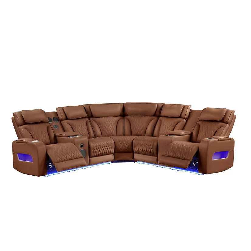 Skyline (Brown Caramel) Reclining Sectional