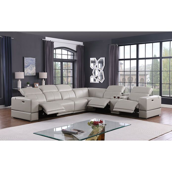 Franco Reclining Sectional 7-Piece (Light Grey)