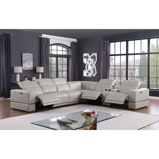 Franco Reclining Sectional 7-Piece (Light Grey)