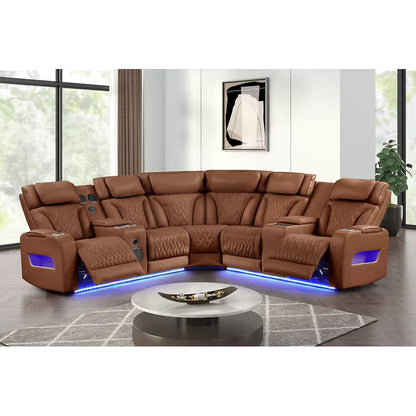 Skyline (Brown Caramel) Reclining Sectional