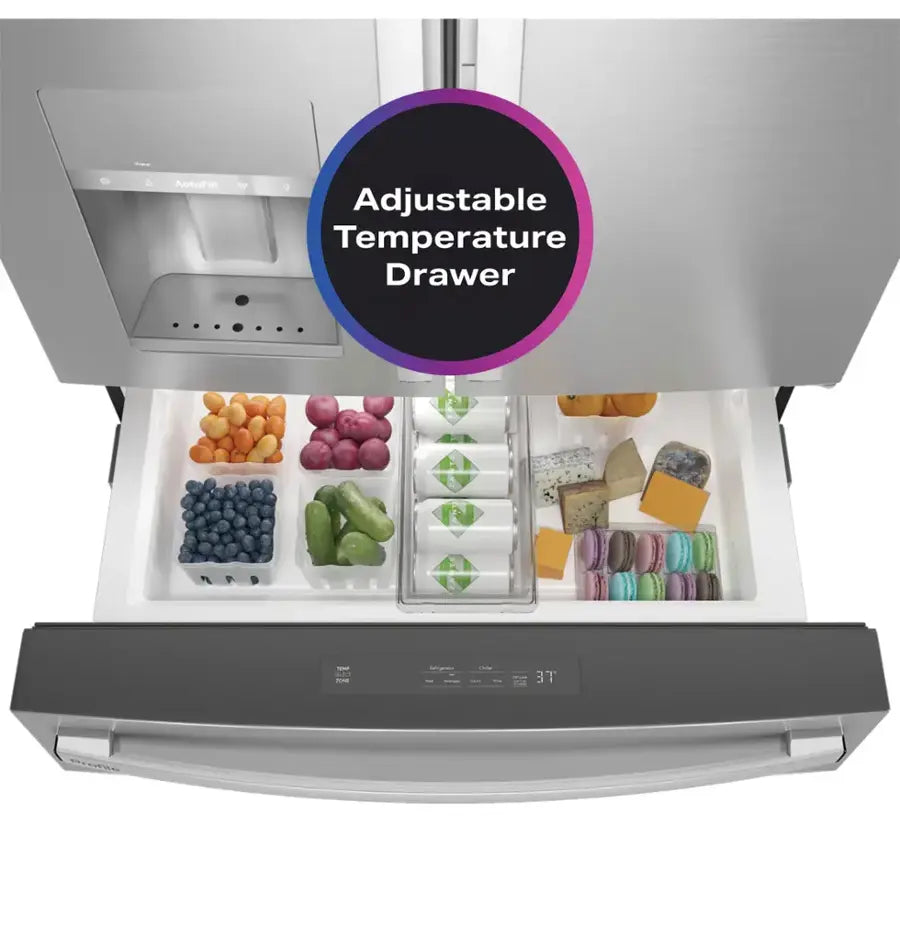 GE Profile - 27.9 Cu. Ft. 4-Door French Door Smart Refrigerator with Hands-Free AutoFill - Stainless Steel