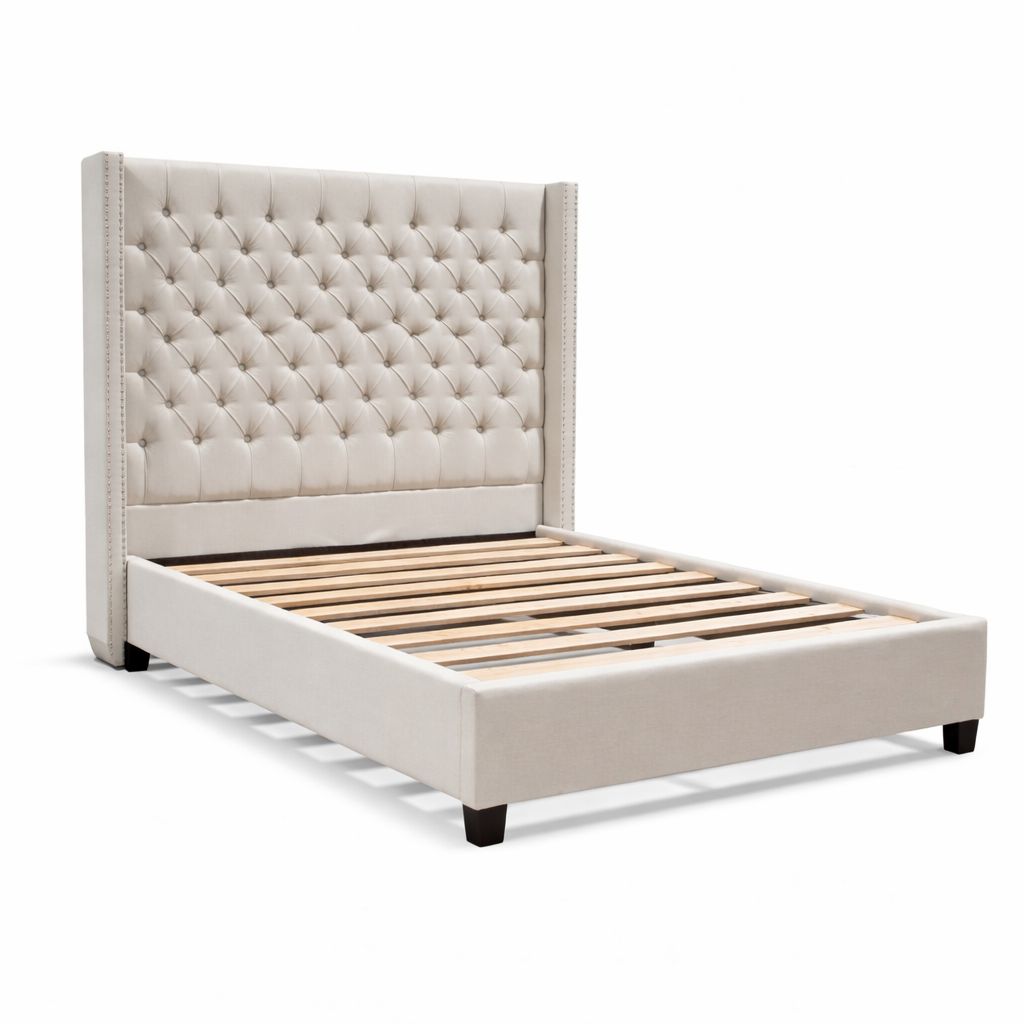 Hugh Queen Linen Upholstered Platform Bed