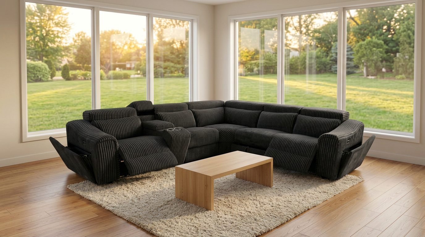 Yash (Black) Reclining Sectional