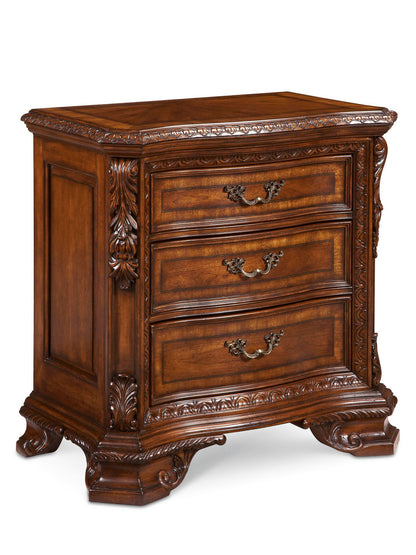 Old World-Wood Top Bedside Chest